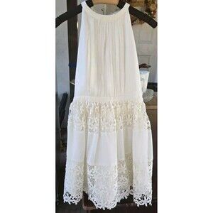 Dina Be Lace Fit & Flare Slit Back Dress White Small